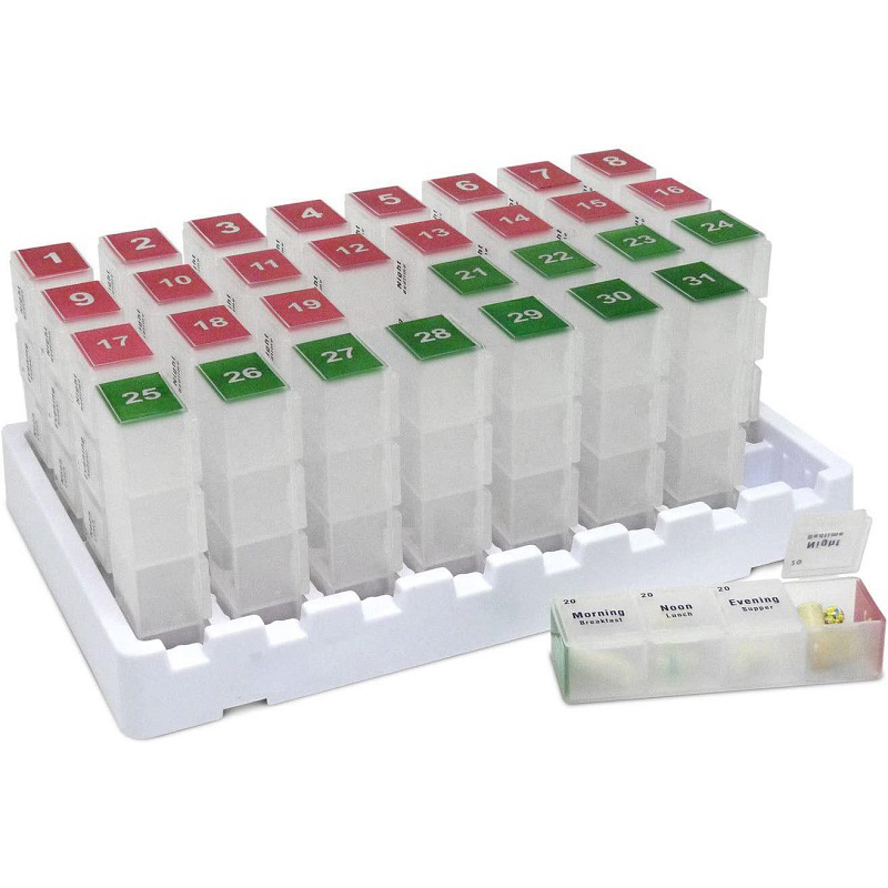Caixa organizadora de comprimidos mensal com 56 compartimentos, estojo de armazenamento de medicamentos de grande capacidade