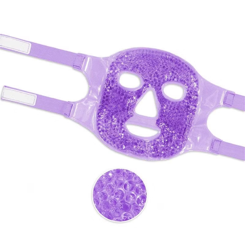 Máscara facial reutilizável quente e fria com contas de gel e tira de velcro
