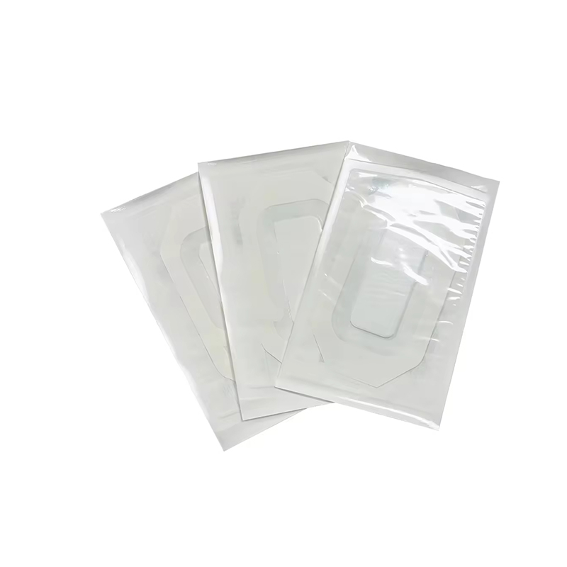Almofada de cobertura de ferida de filme transparente com revestimento de ilha de vidro à prova d